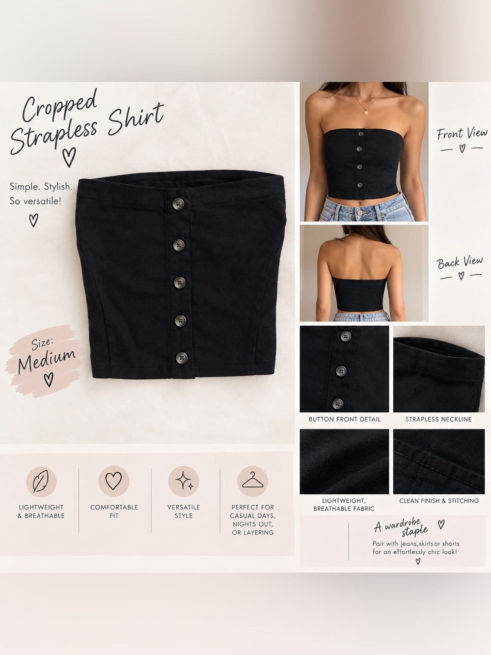 Cropped Strapless Shirt